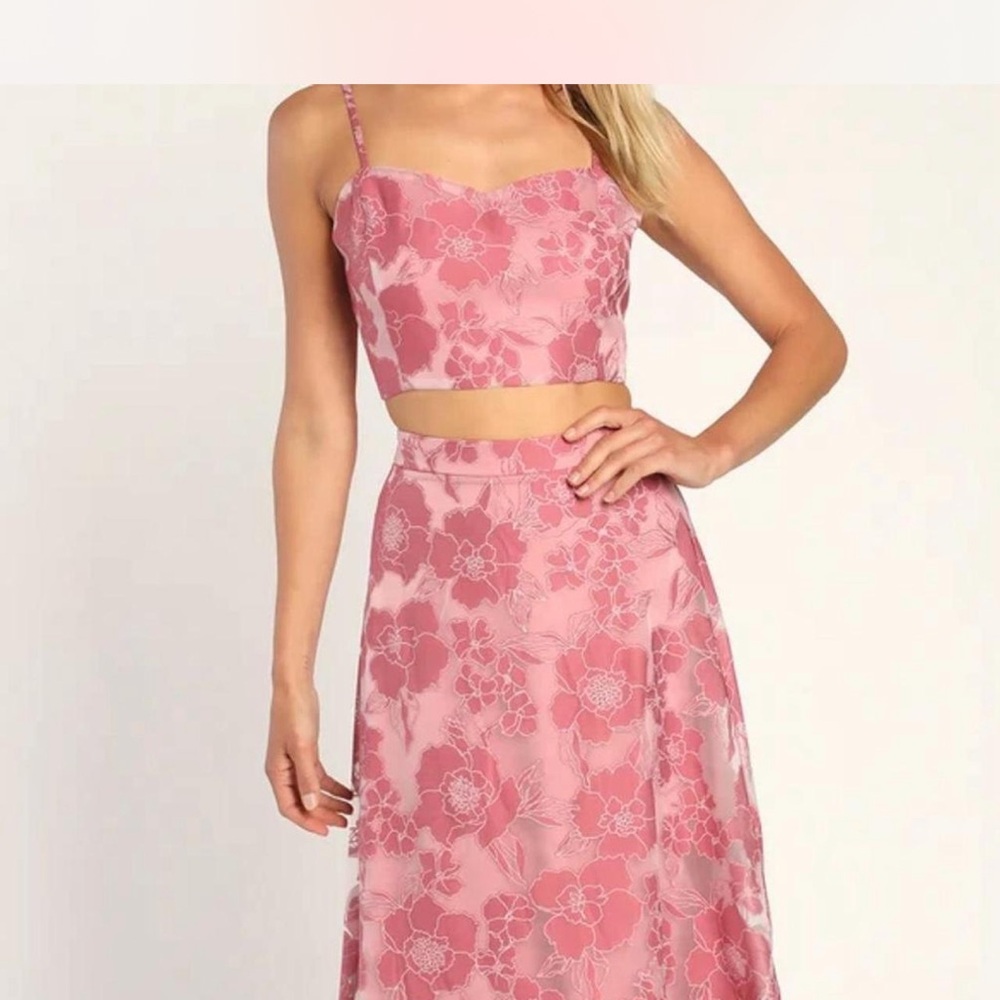 Lulus Floral Pink SKIRT AND TOP